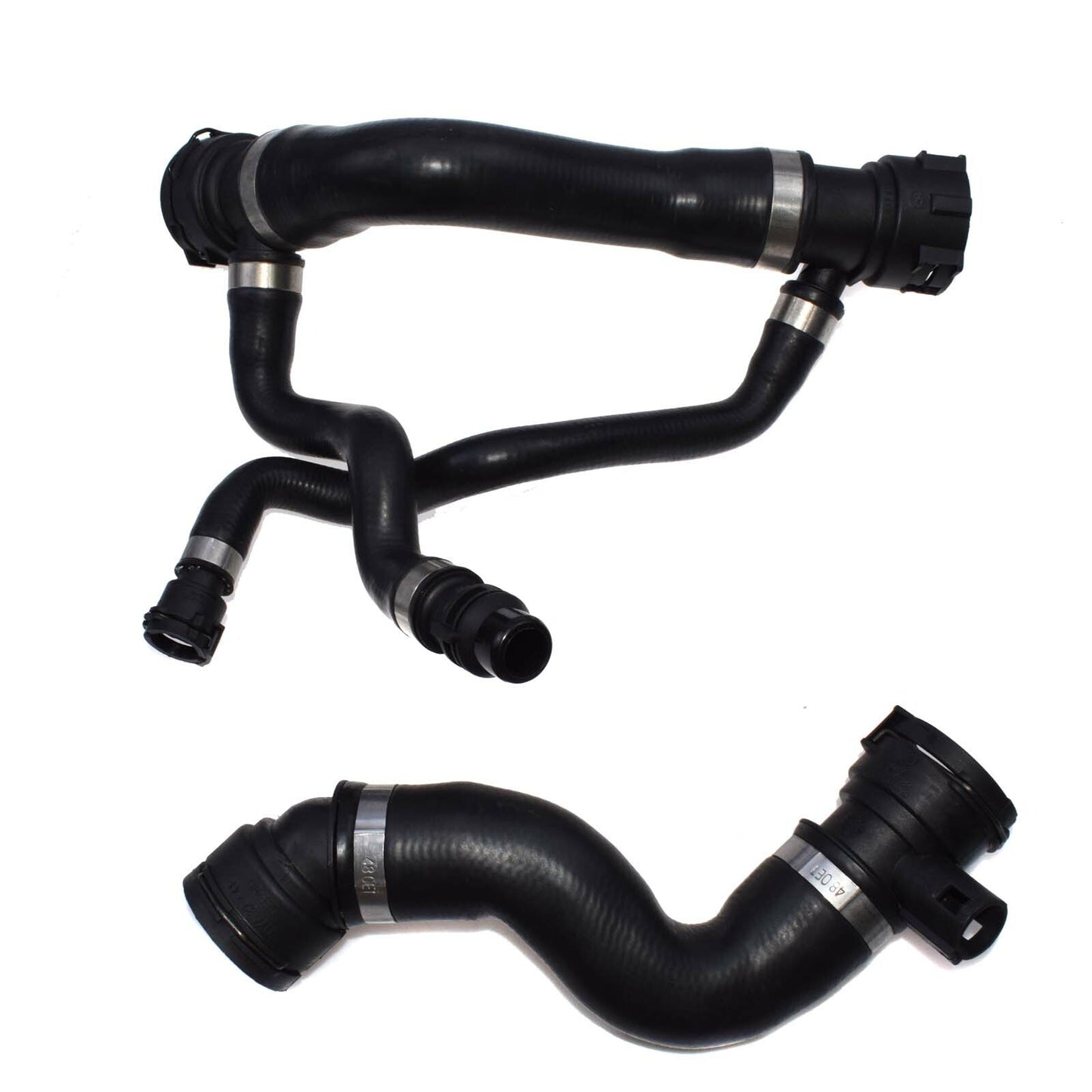 A pair of upper + lower radiator coolant hoses suitable for E60, E61, 525i, 525xi, 528i- n