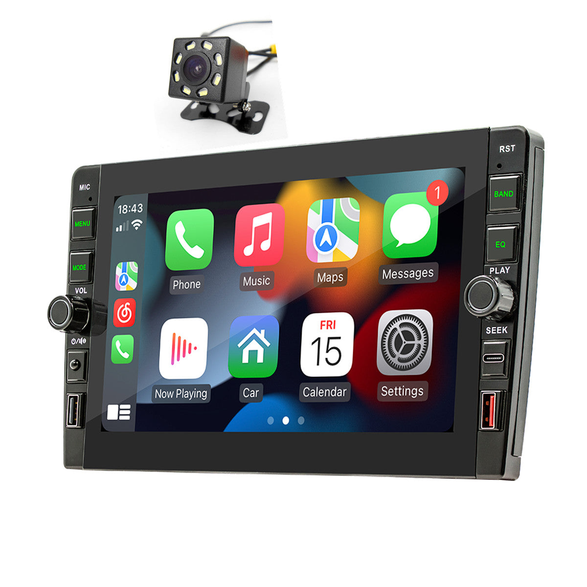 Android 12 CarPlay Car Radio WIFI GPS Dual 2DIN Stereo with 8LED Camera Kit n