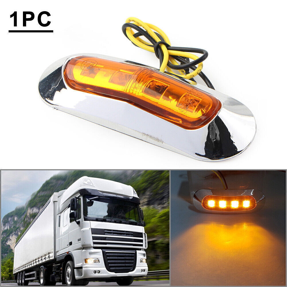 1PC 4 LED Side Clearance Marker Light Fit Truck Trailer Pickup 12V 24V Amber Car