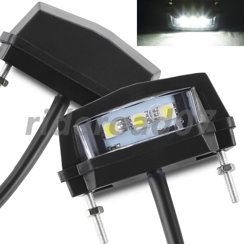 2Pcs 12V ABS Motorcycle Waterproof License Plate White LED Light Lamp Universal
