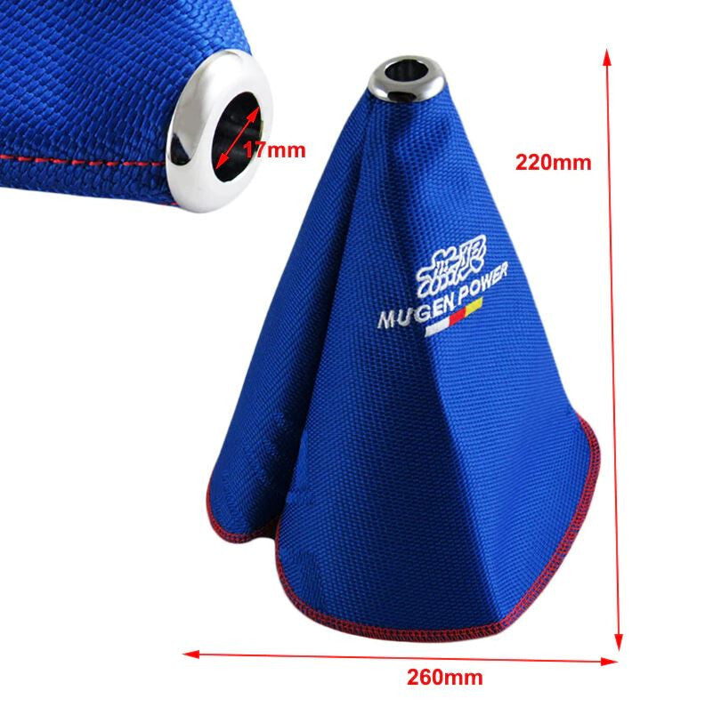 Car gear shifter shoe racing gear lever cover Mugan blue fabric for Honda