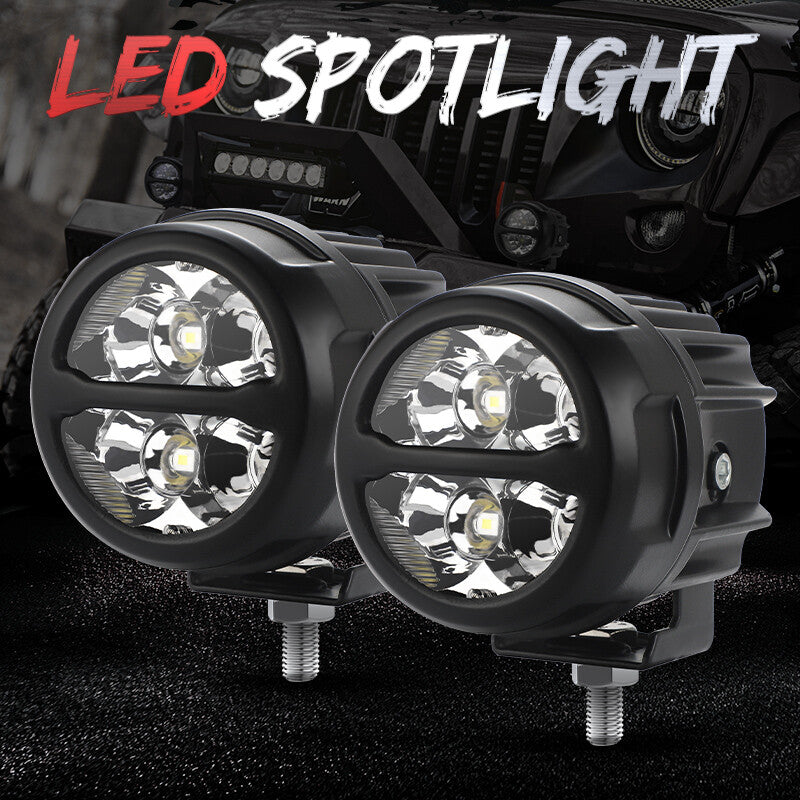 2X 3 LED Work Light Bar Spot Flood Pods Offroad Fog Driving Truck ATV SUV Round