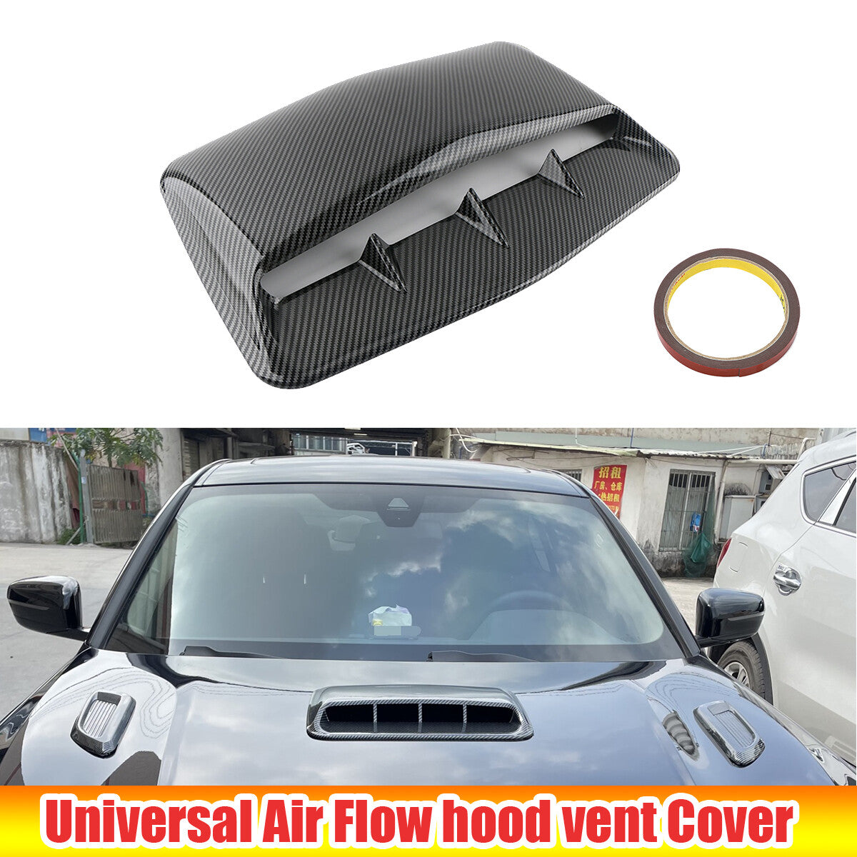 Carbon fiber universal automotive hood vent intake spoon cap decorative cover