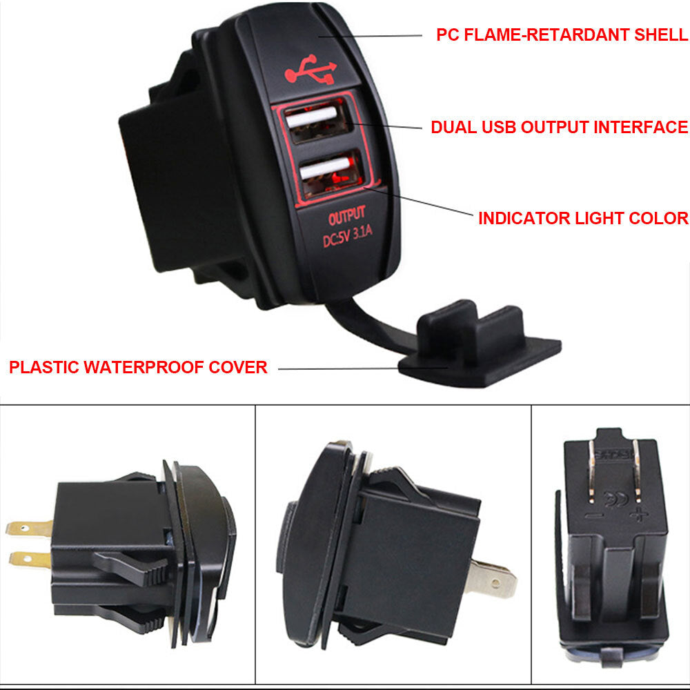 3.1Ah Mobile Phone Charger Car Power Socket with Dual USB Ports Socket Adapter Accessories n