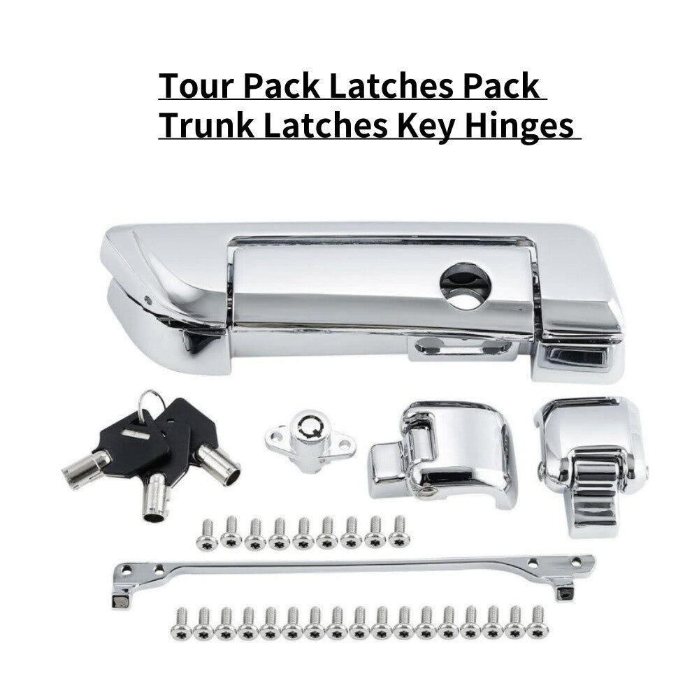 Cover latch hinge kit for Harley Razor/Chopper/King travel bag Pak Trunk Chrome - n