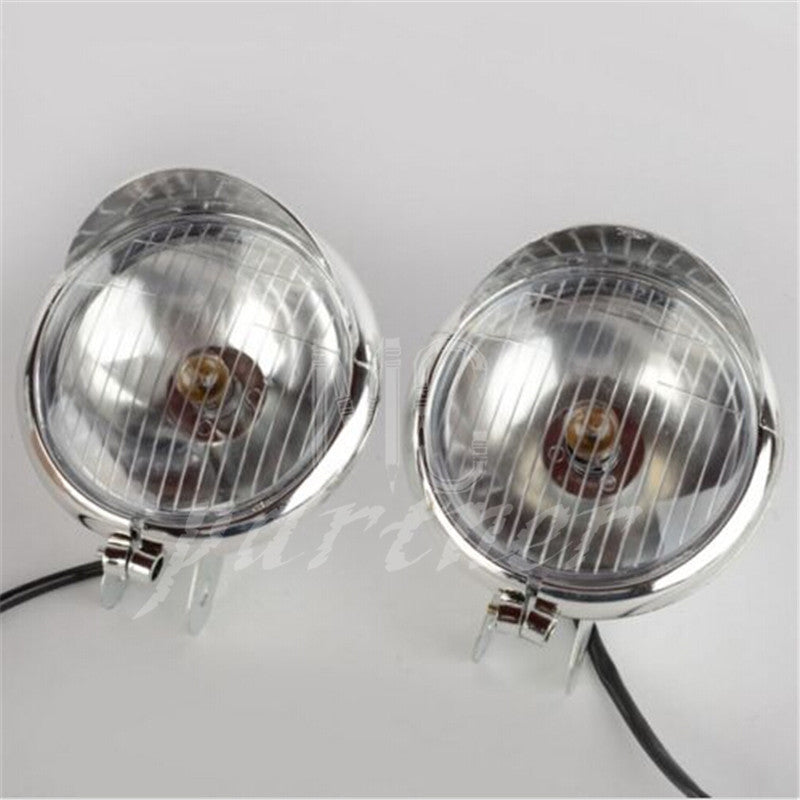 2X Chrome Universal Motorcycle Fog Lamp Headlight for Harley for Honda for Yamaha for Suzuki Q