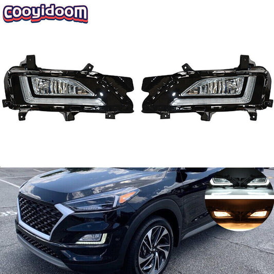 Suitable for 2019-21 for HYUNDAI for Tucson LED front bumper daytime running lights and fog lights.