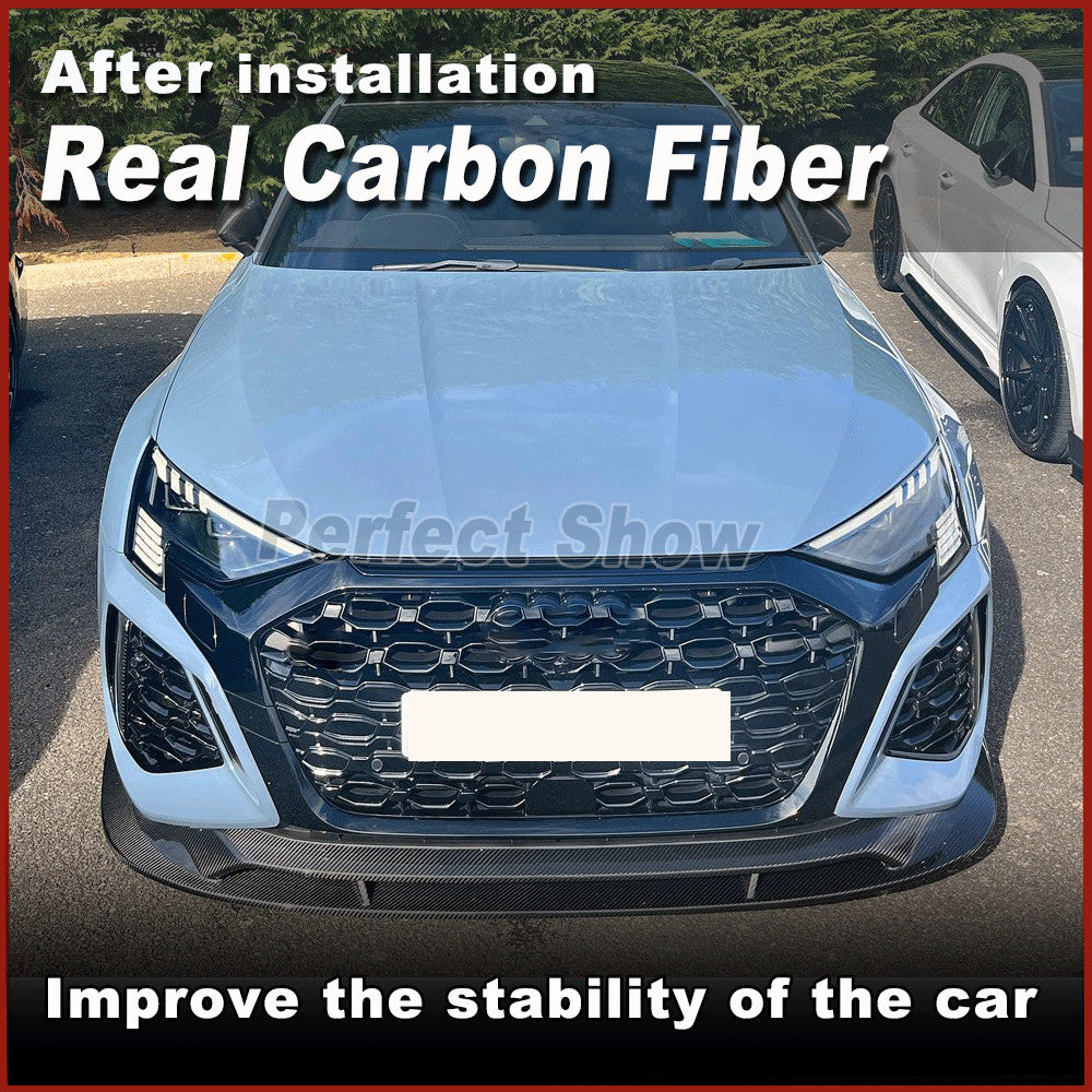 for Audi RS3 8Y Sedan 2021-2023 Dry Carbon Fiber Front Bumper Lip Chin Spoiler