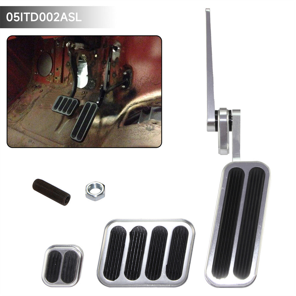 Billet Aluminum Throttle Mount Accelerator Pedal Kit for Chevy for Ford Silver