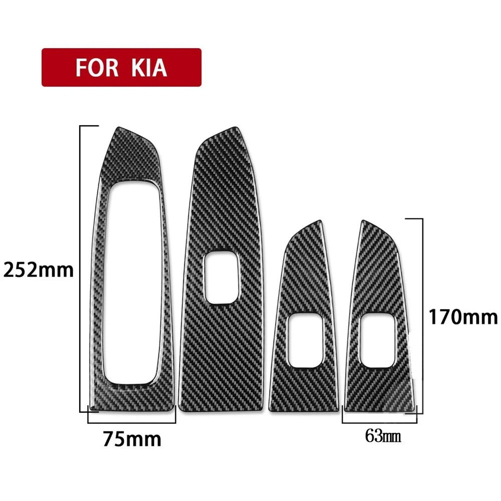 4x Carbon Fiber Window Lift Switch Panel Cover for Kia Forte Cerato K3 2019-2023 n