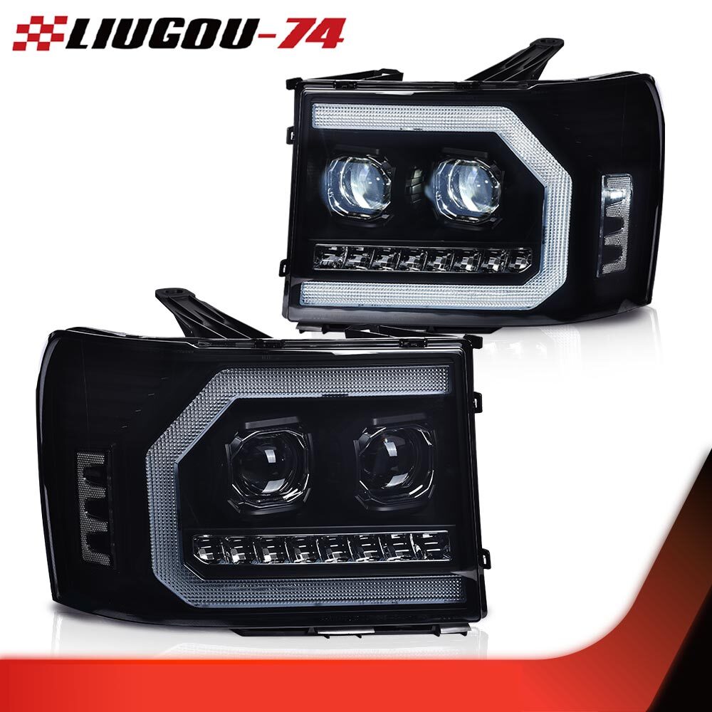 Suitable for 07-13 for GMC for Sierra 1500 2500HD 3500HD LED DRL projector headlamp smoke effect
