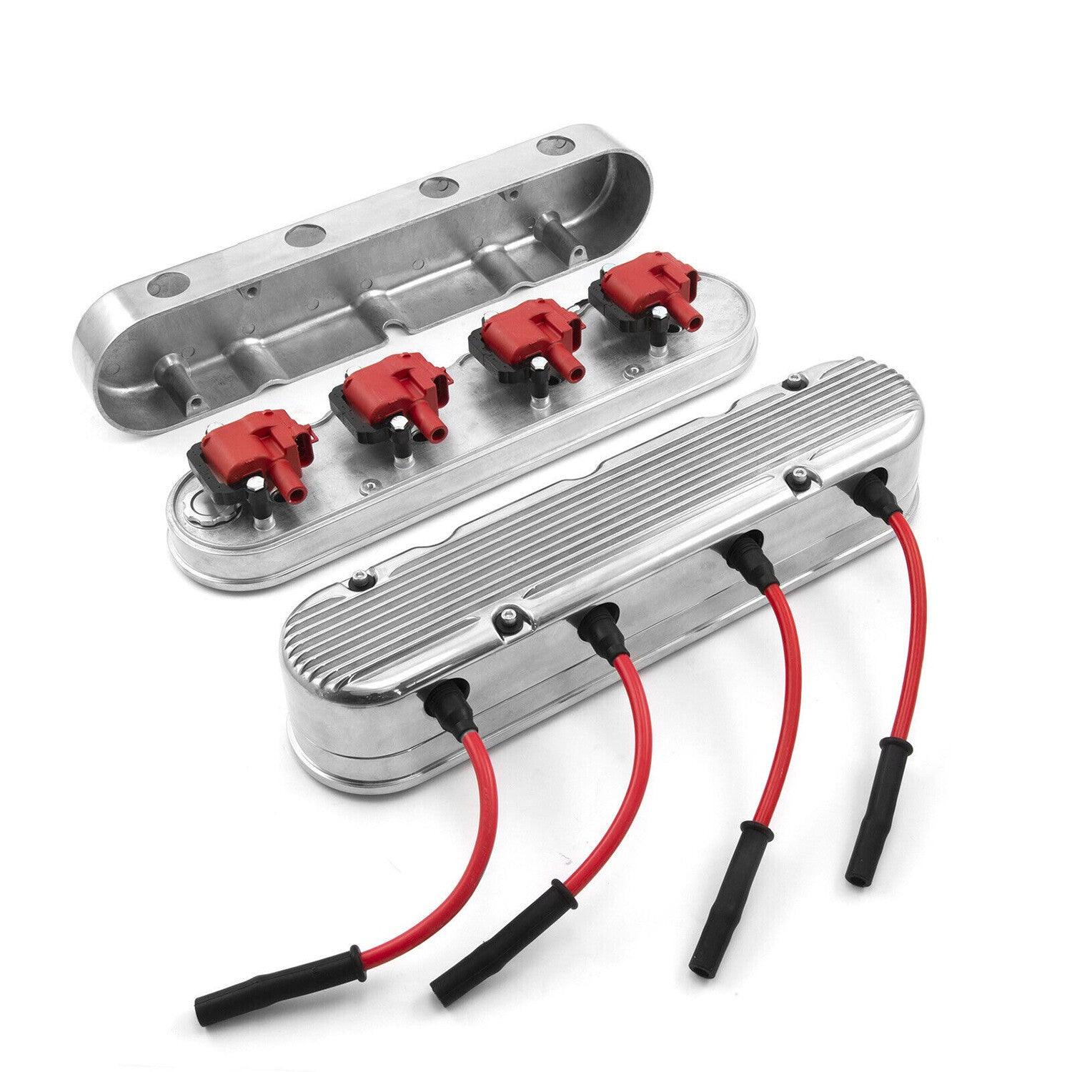 Finned Coil Aluminum Valve Cover Polished 241-181 For LS for Chevy LS1 LS2 LS3 LS6