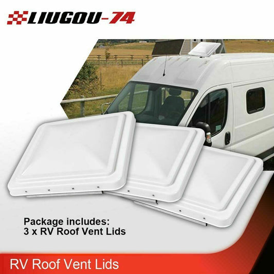 3-Pack White 14-inch x 14-inch Replacement Roof Vent Covers for Campervans and Trailers - New Product Q