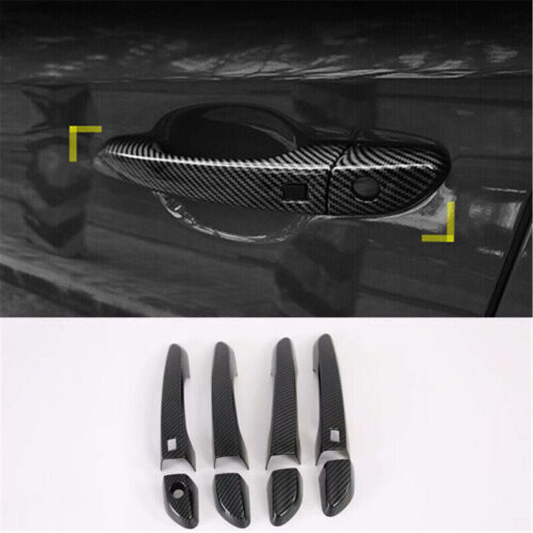 Carbon Fiber ABS Side Door Handle Molding Cover Trim 2019-2021 for Hyundai Kona n