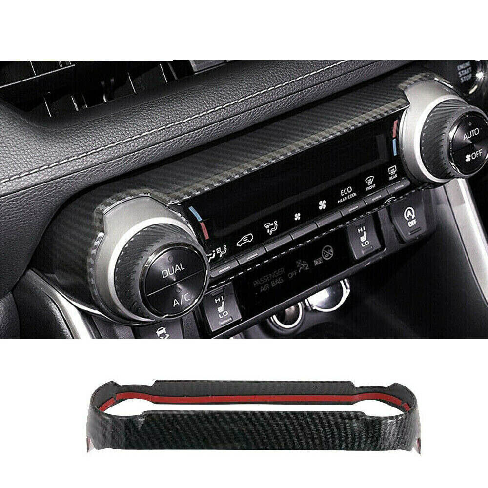 ABS Carbon Fiber Inner Air Condition CD Panel Cover Trim for Toyota RAV4 2019-22