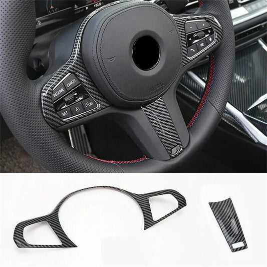 1x ABS Carbon Fiber Look Interior Trim Steering Wheel Cover for BMW 3 Series G20 Q