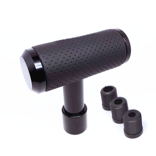 Car Aluminium Slloy Leather T-Handle Gear Shift Lever Knob Handle Shifter Kit