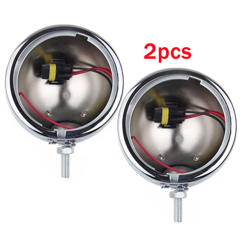 A pair of motorcycle 4.5-inch chrome LED front fog lights with light metal housing. n