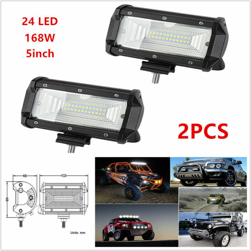 2-pack 168W LED Car SUV Off-road Work Light Strip Fog Driving DRL Light 10-30V n