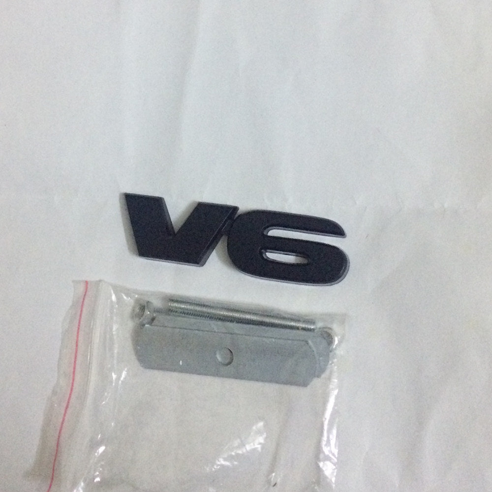 1x Black V6 Matte Metal Front Grille Emblem Badge Sport SR5 Pickup 4x4 3D Motor Q