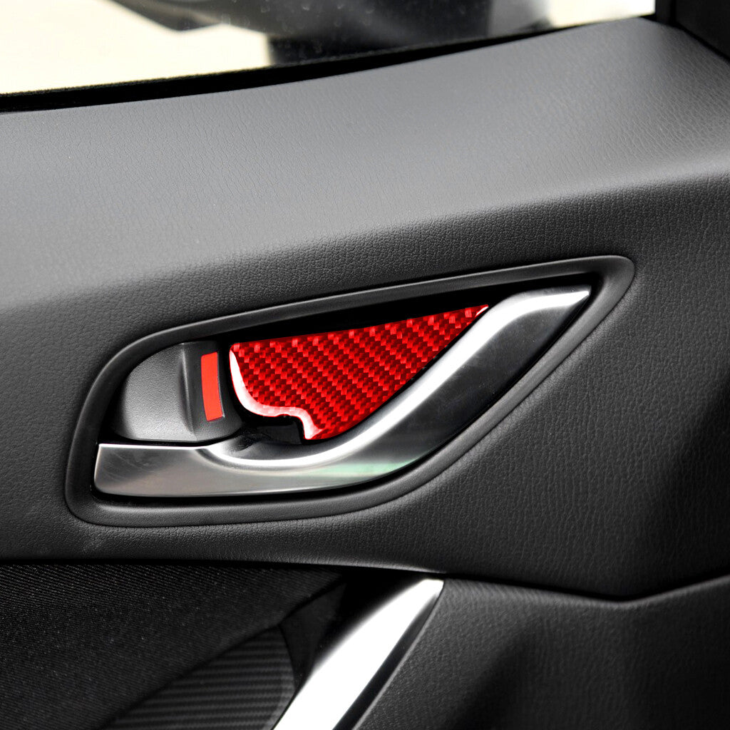 Red Carbon Fiber Interior Door Handle Bowl Trim for Mazda 3 6 CX-5 CX-3 CX8 CX-9