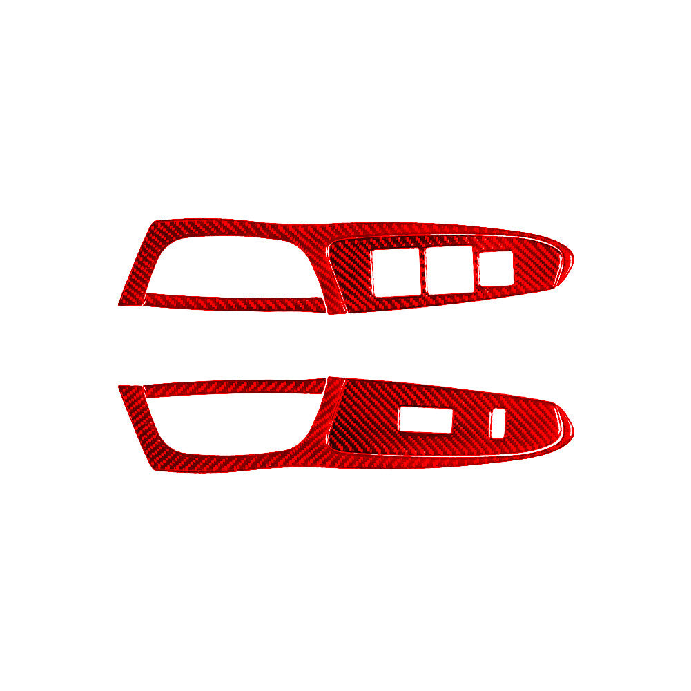 6Pcs Rear Door Window Button Trim Cover Carbon Fiber For Tacoma 2012-2015 v