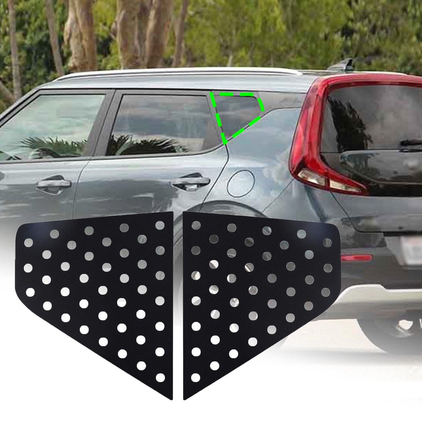 Alloy 25-cent side rear window vent cover for Kia Soul 2019 - 2022 2X- n