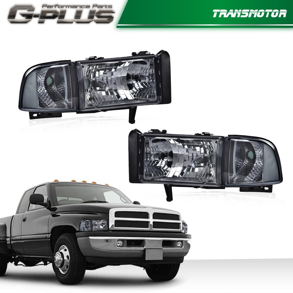 Fit For 1994-2002 for Dodge for Ram 1500 94-02 2500 3500 Headlights Headlamp Pair for CHRome v