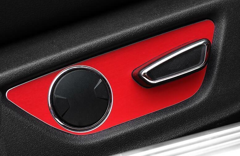 for Ford for Mustang 2015-2022 Red Aluminum for Seat Button Handle Panel Cover Trim 2PCS