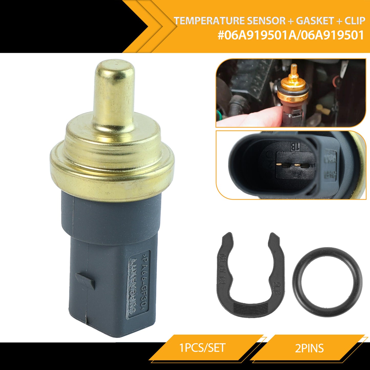 # 06A919501A for VW for Audi A3 for A4 for A6 for Seat for Skoda Coolant Temperature Sensor + Spring Q