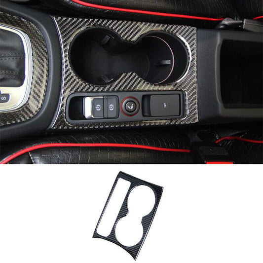 for Audi Q3 2015-2018 Carbon Fiber Vinyl Central Console Water Cup Cover Trim 1P