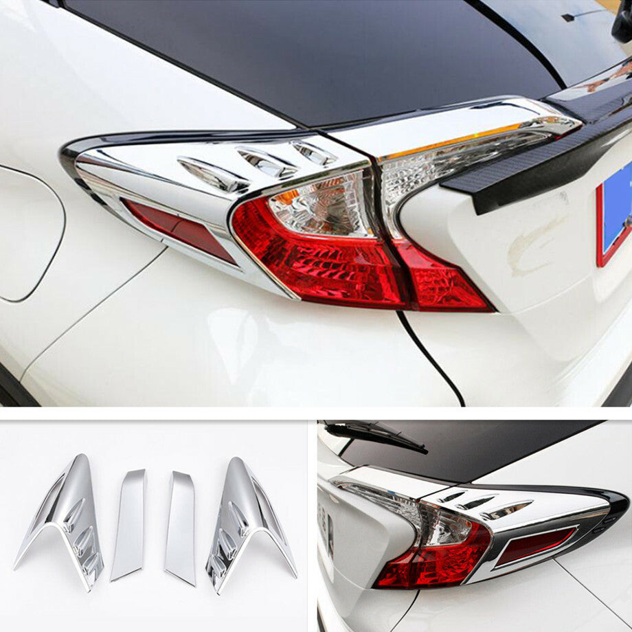 Fit for 2016-2020 CHR C-HR ABS Chrome Rear Tail Light Lamp Cover Trim 4PC v