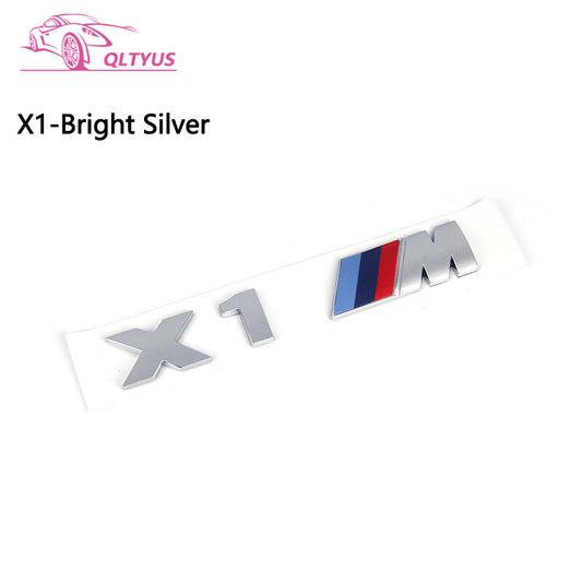 for BMW Silver Trunk Badge X1M Small Engraved Decal Badge Set