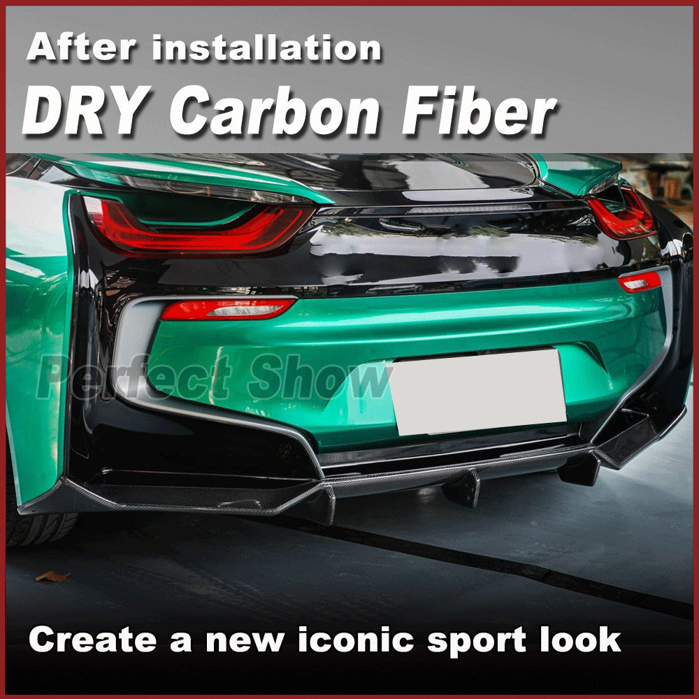 for BMW i8 2014-2018 Dry Carbon Fiber Rear Bumper Lip Diffuser Spoiler Body Kit
