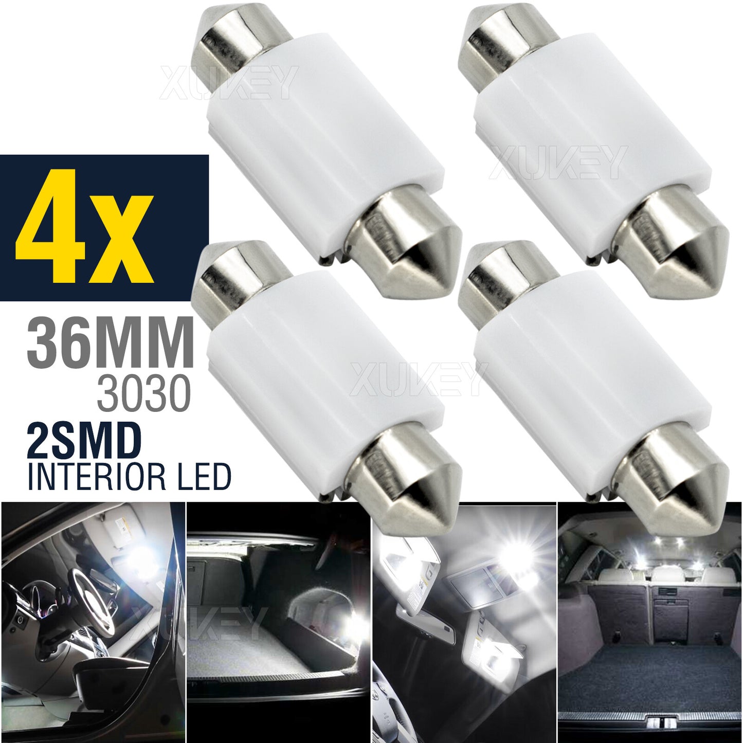 4x SMD LED 36MM 239 272 CANBUS WHITE NUMBER PLATE/INTERIOR LIGHT FESTOON BULBS