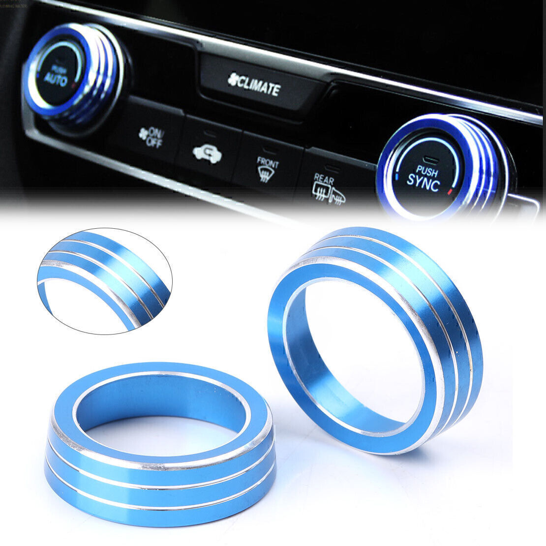 2x AC Air-condition Control Switch Cover Ring for Honda for Civic 2016 2017 Blue po Q
