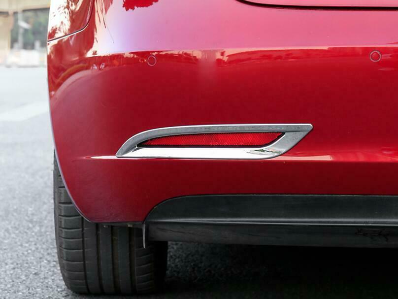for Tesla Model 3 2017-23 Chrome Exterior Rear bumper Fog Light Frame cover Trim