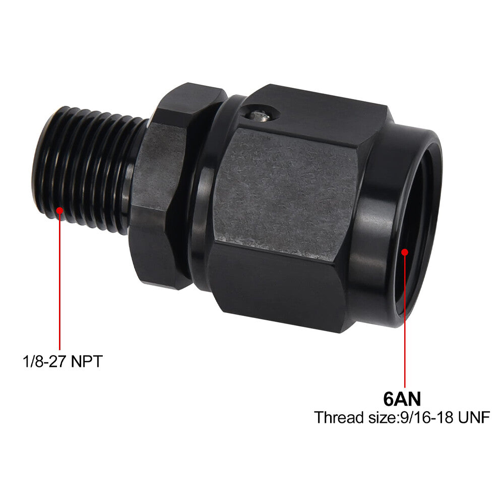 Aluminum 6AN AN6 Female Flare to 1/8 NPT Male Straight Swivel Adapter Fitting