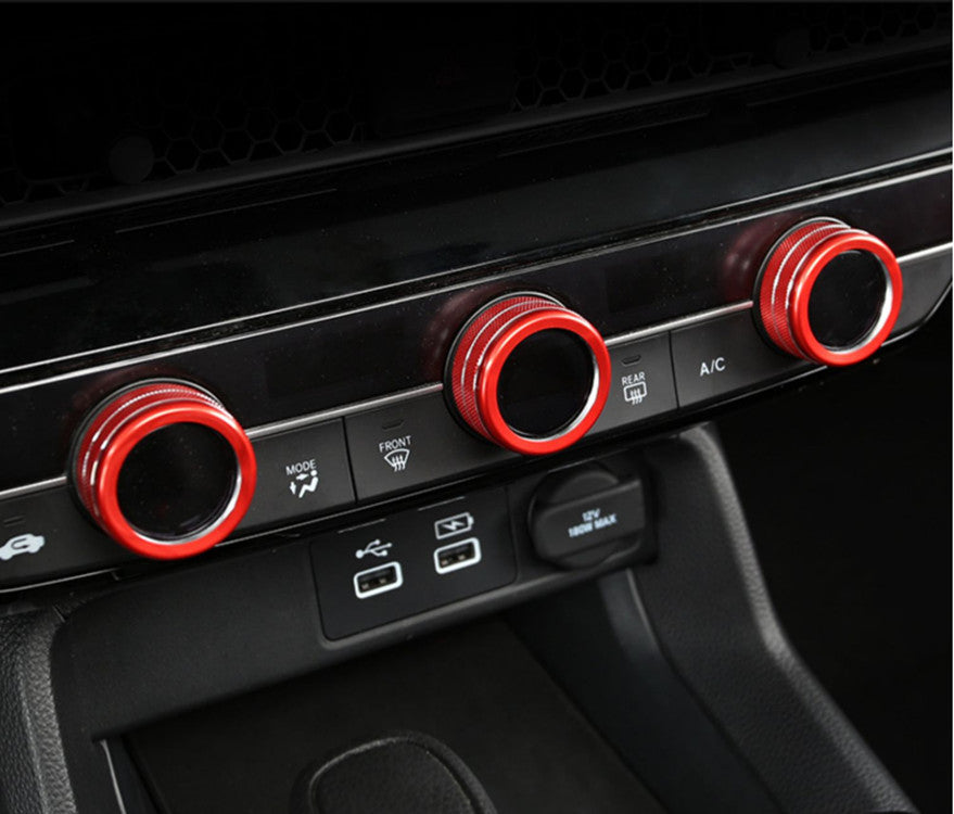 7pcs for Honda for Civic 2022 2023 Dashboard Console Knob Red Trim Cover