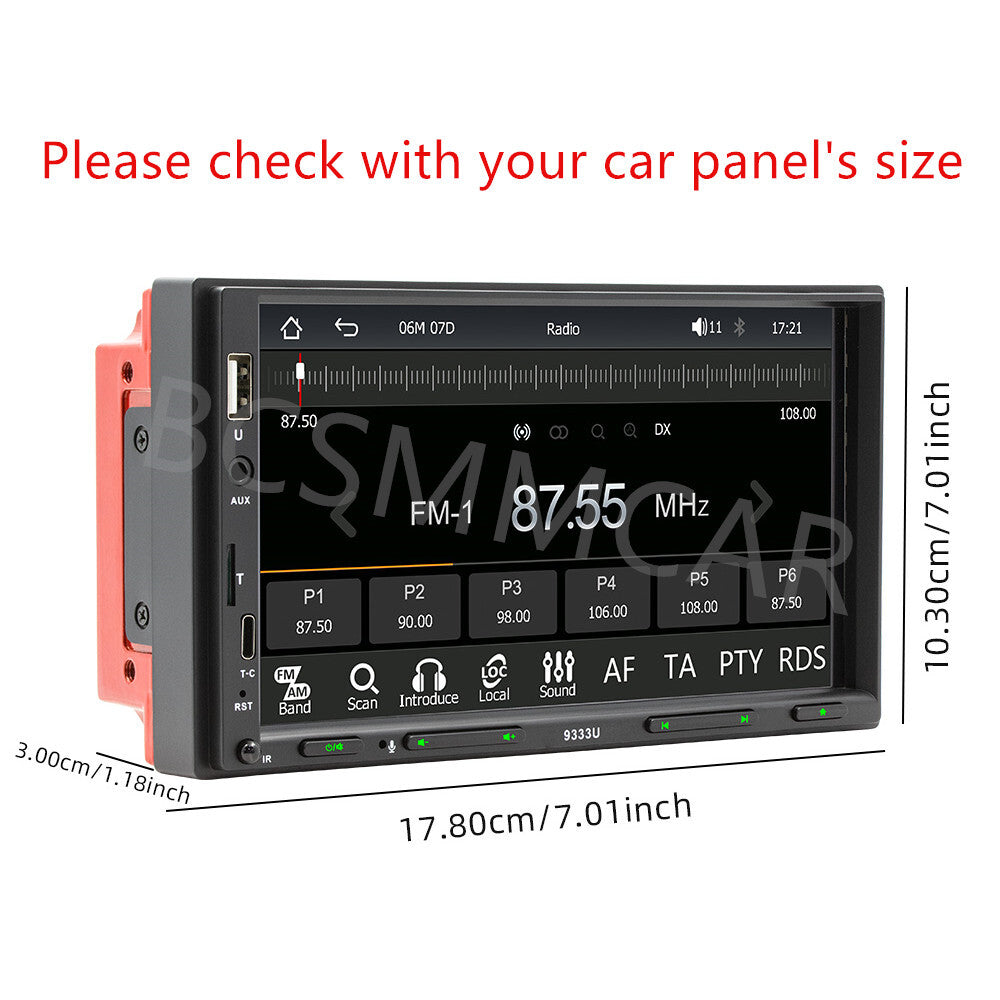 Double Din 7 Touch Screen Stereo Bluetooth Car Radio For Apple Carplay Camera