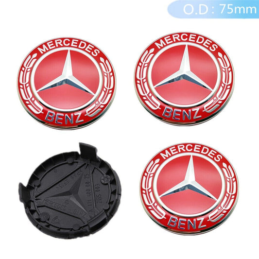 4-piece wheel hub cap, wheel center cap, badge cover, badge for Mercedes-Benz 75mm