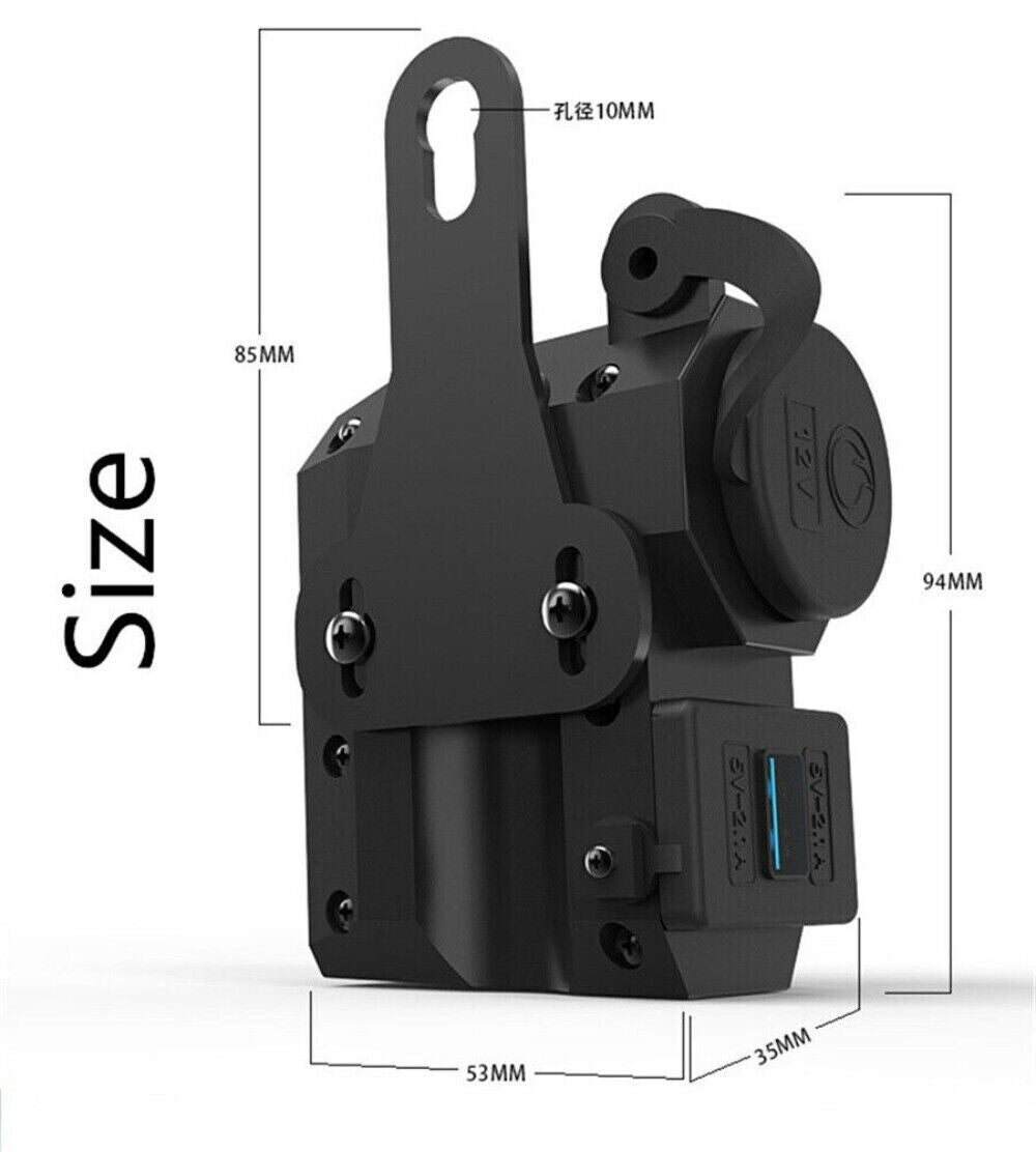 Motorcycle Dual USB Phone Charger LED Cigarette Lighter Socket Outlet Black New n