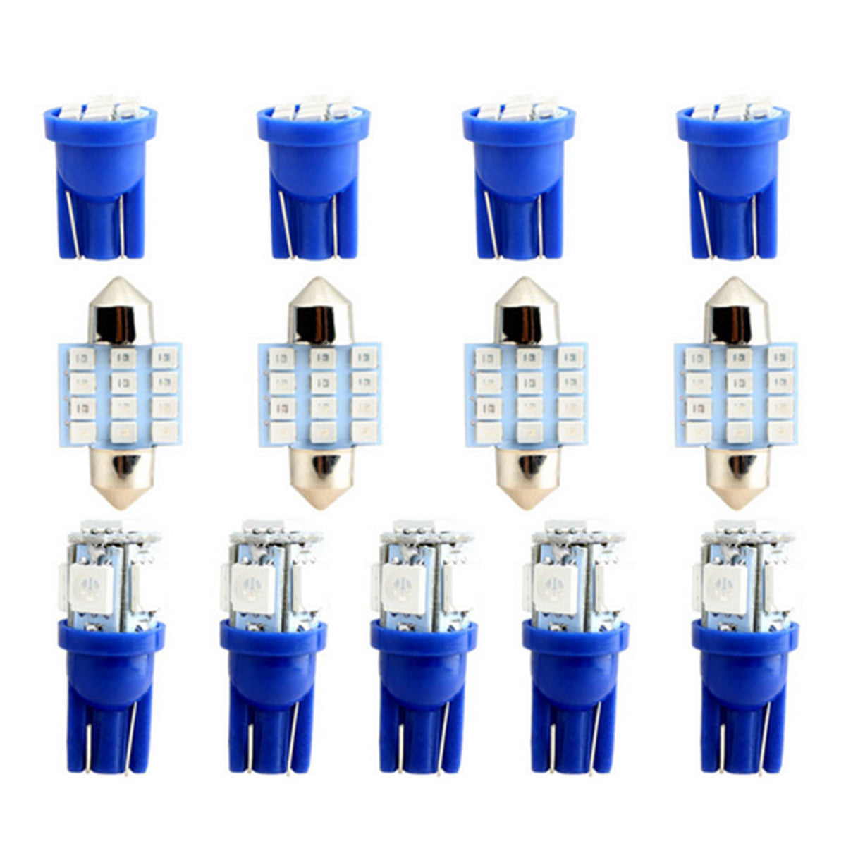 13x Car Interior Blue LED Map Dome Door Trunk License Plate Light Bulbs Set