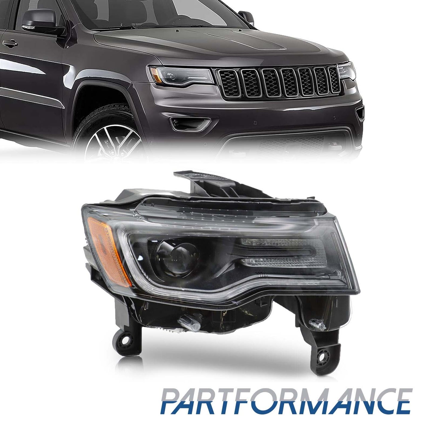 Applicable to 2016-2021 for Jeep Grand Cherokee HID headlights, black on the right passenger side.