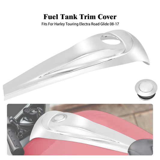 Chrome Dash Fuel Console +Gas Tank Cap Cover for Harley Electra Road Glide 08-23 Q