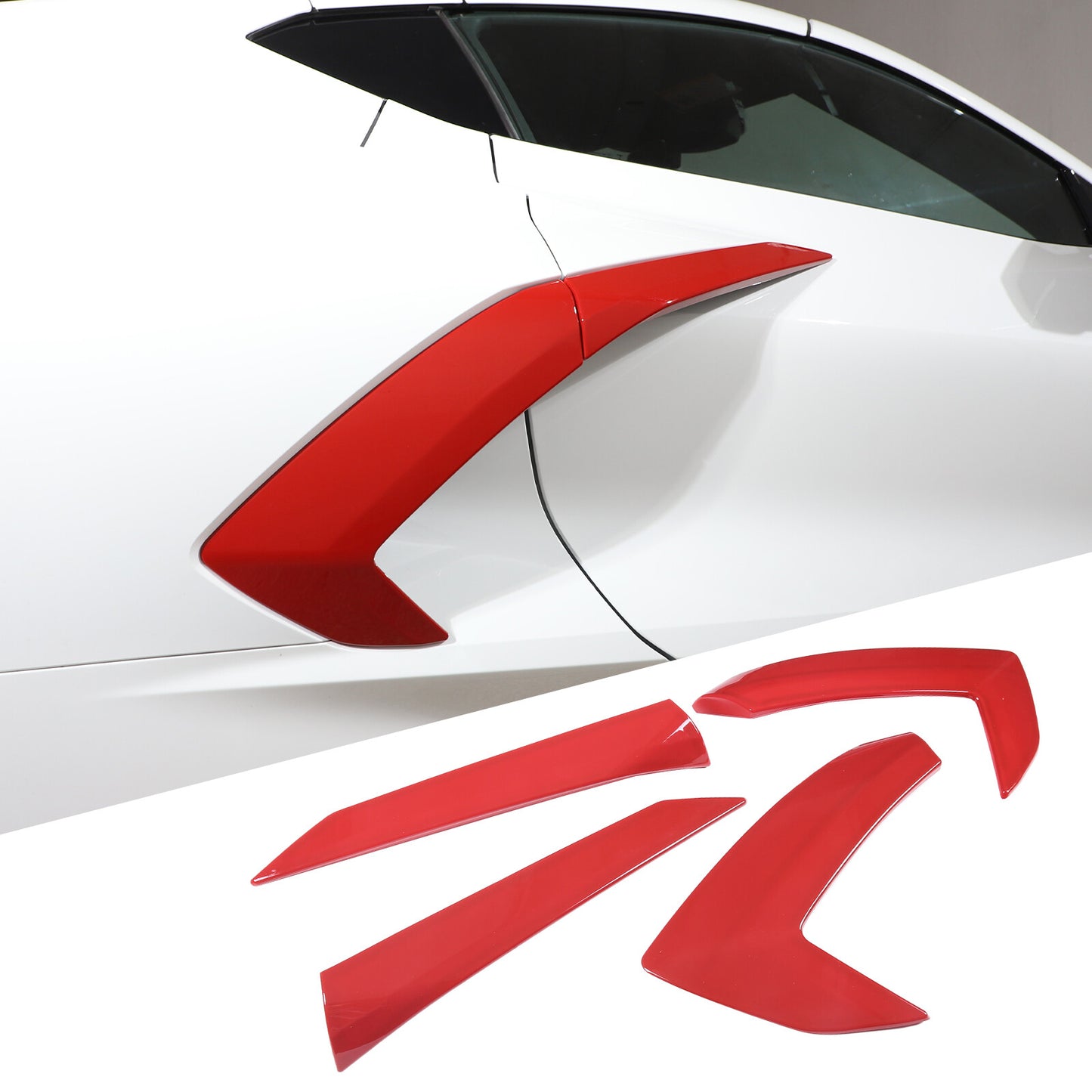 for Chevrolet for Corvette C8 2020-2024, red side vents, door spoon trim, 4 pieces, .