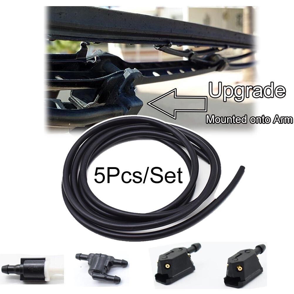 X5 Universal Front Wiper Arm Washer Nozzle Tube Pipe Check Valve 4 Way Jets Hose Q