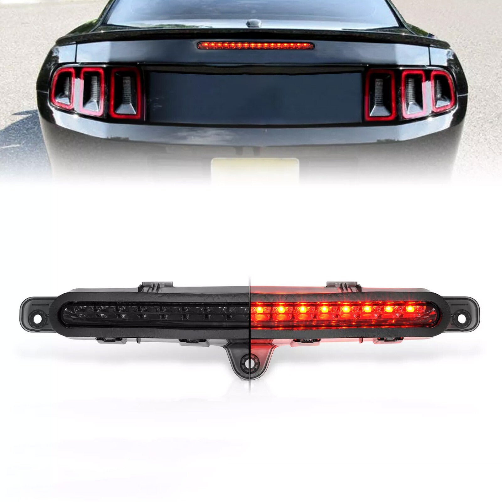 Full LED 3RD third brake light (black) for 2010-2014 for Ford for Mustang GT base 2-door