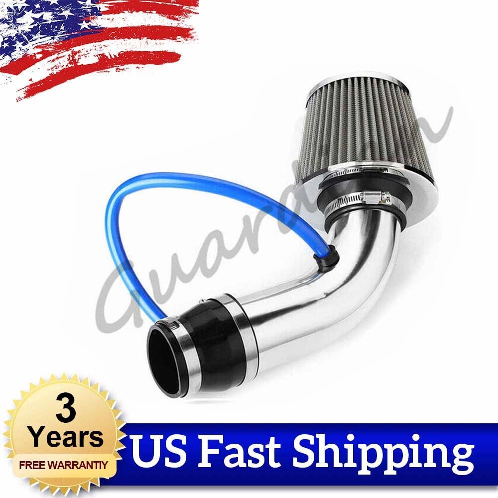 silver 3-inch 76mm air filter intake hose for automotive replacement - universal
