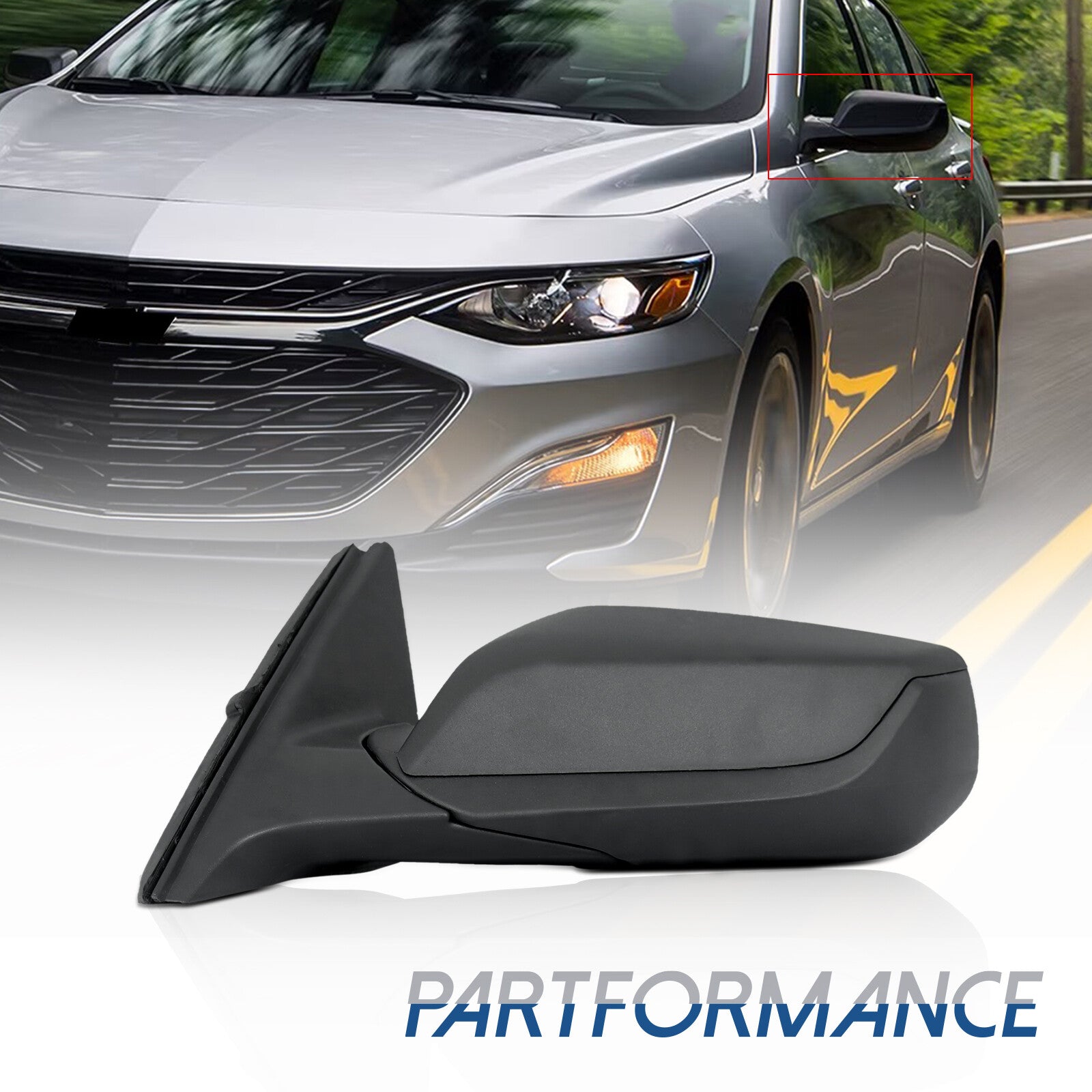 Mirror for 2016 - 2022 for Malibu Driver Side Left LH Power Texture Black - v